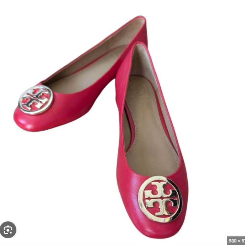 NEW Tory Burch Benton 2 Ballet Flat Nappa Leather in Brilliant Red